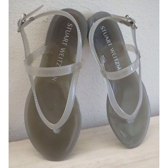 Stuart Weitzman SA740 113 Women Sz 5B Gray Summer Jelly Flat Thong Sandals $110 - Picture 7 of 9